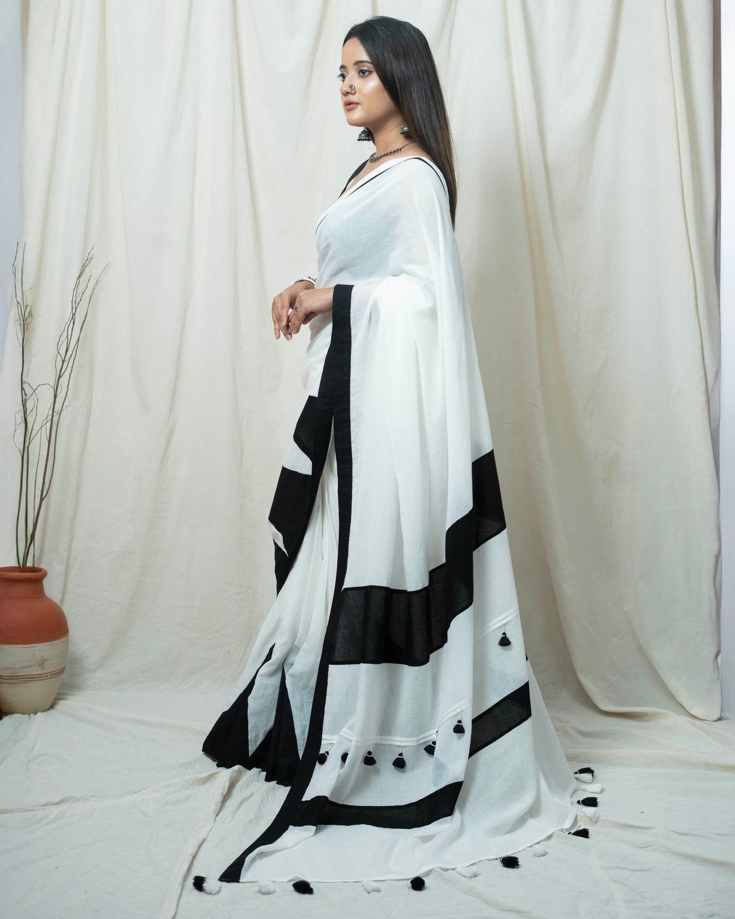 Nargis White Saree