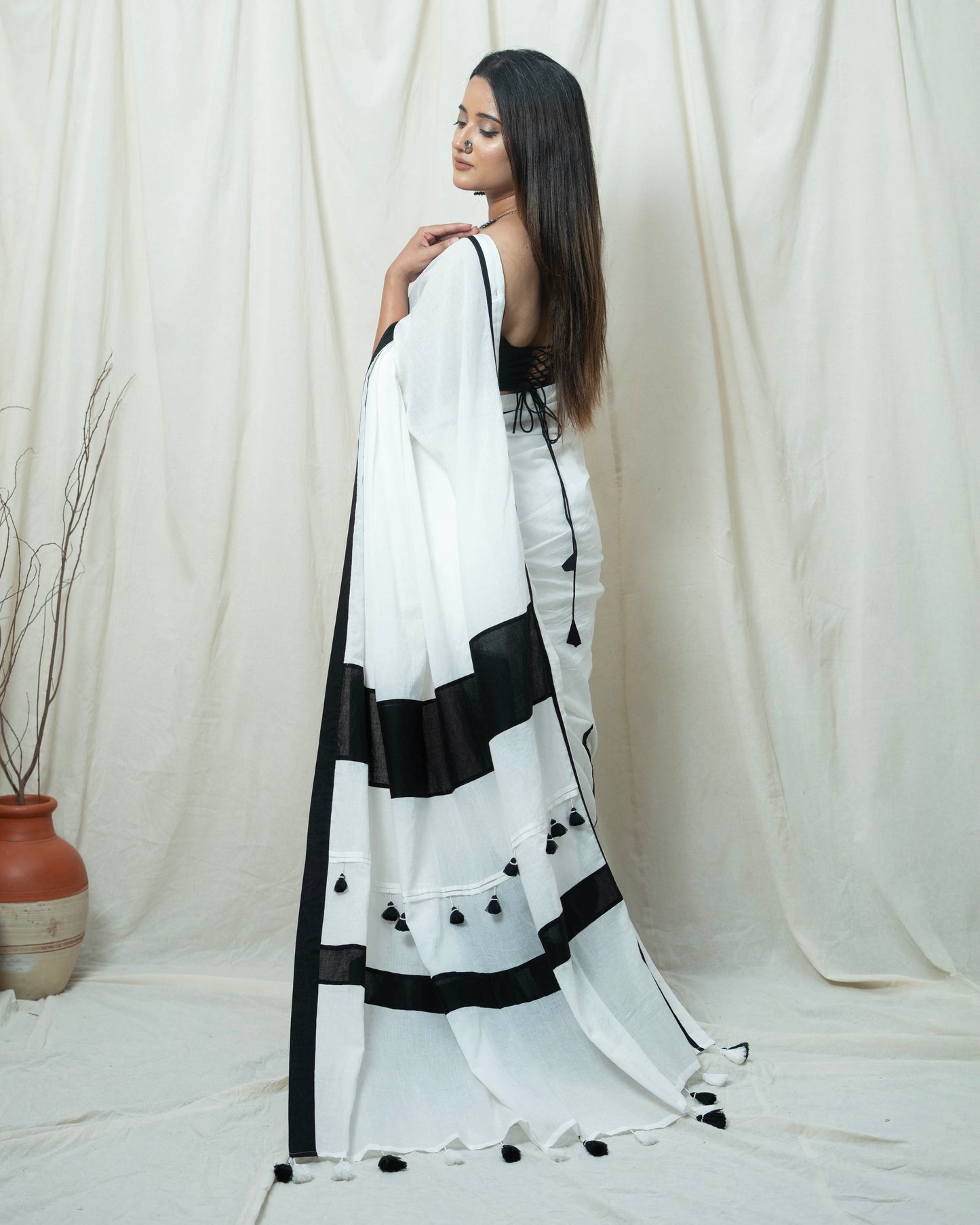 Nargis White Saree