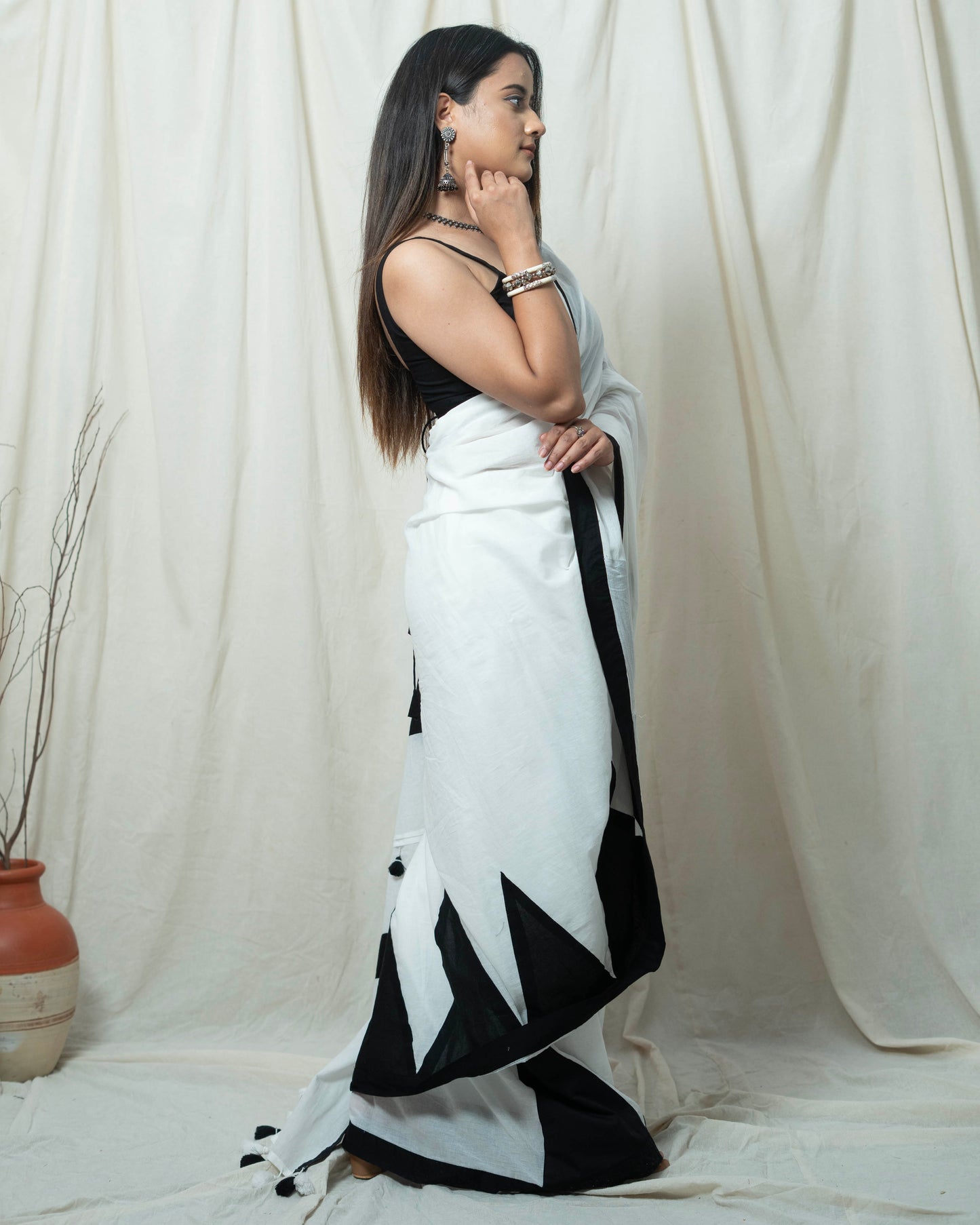 Nargis White Saree