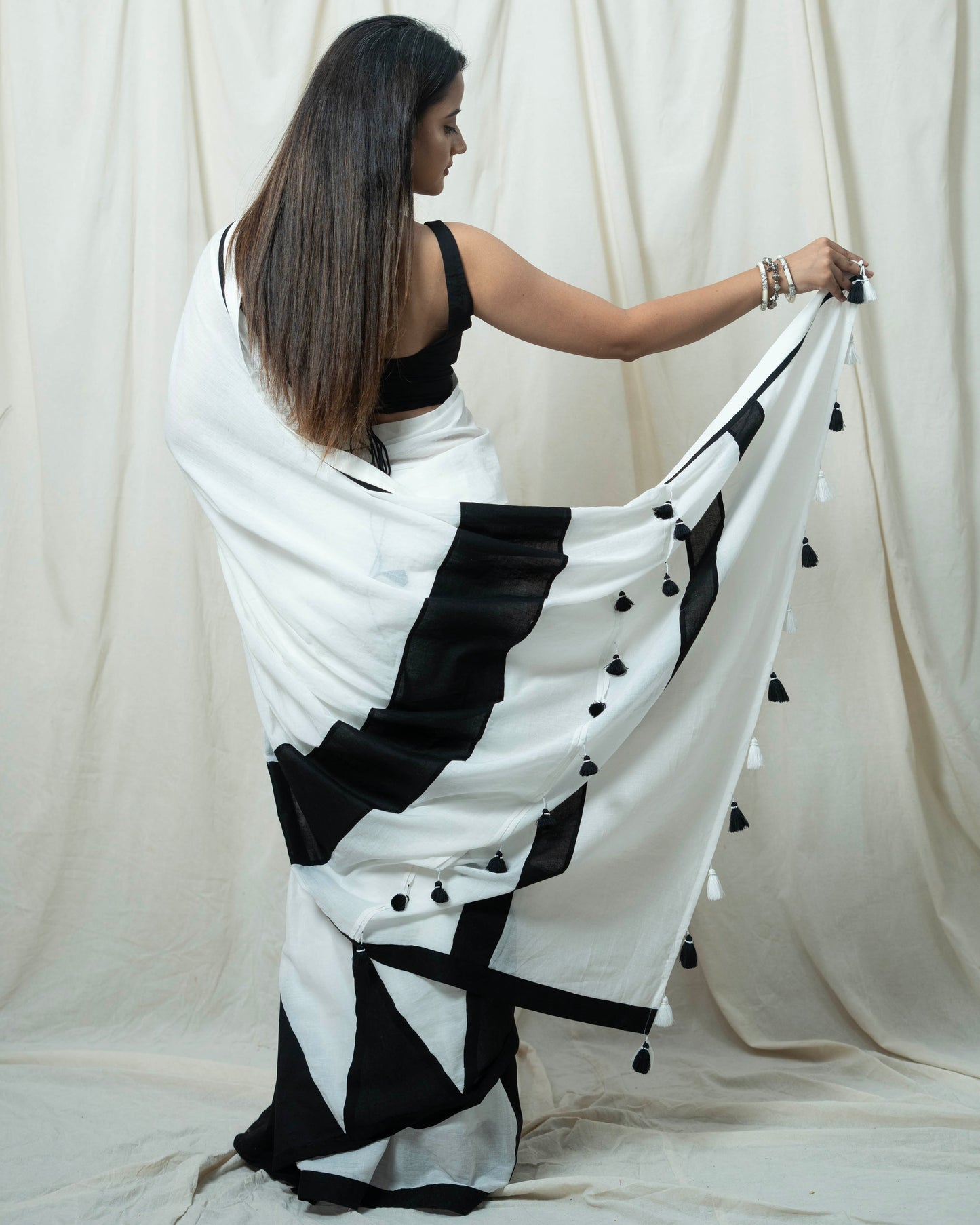 Nargis White Saree