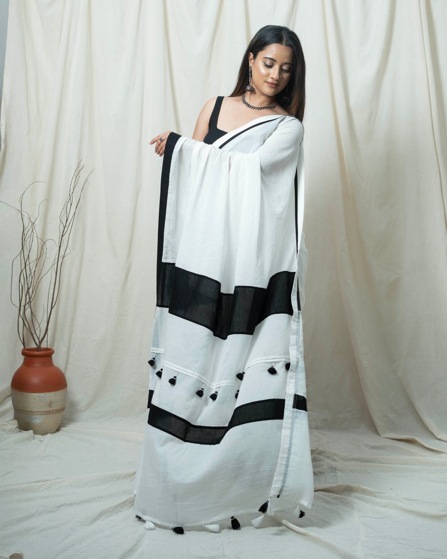 Nargis White Saree