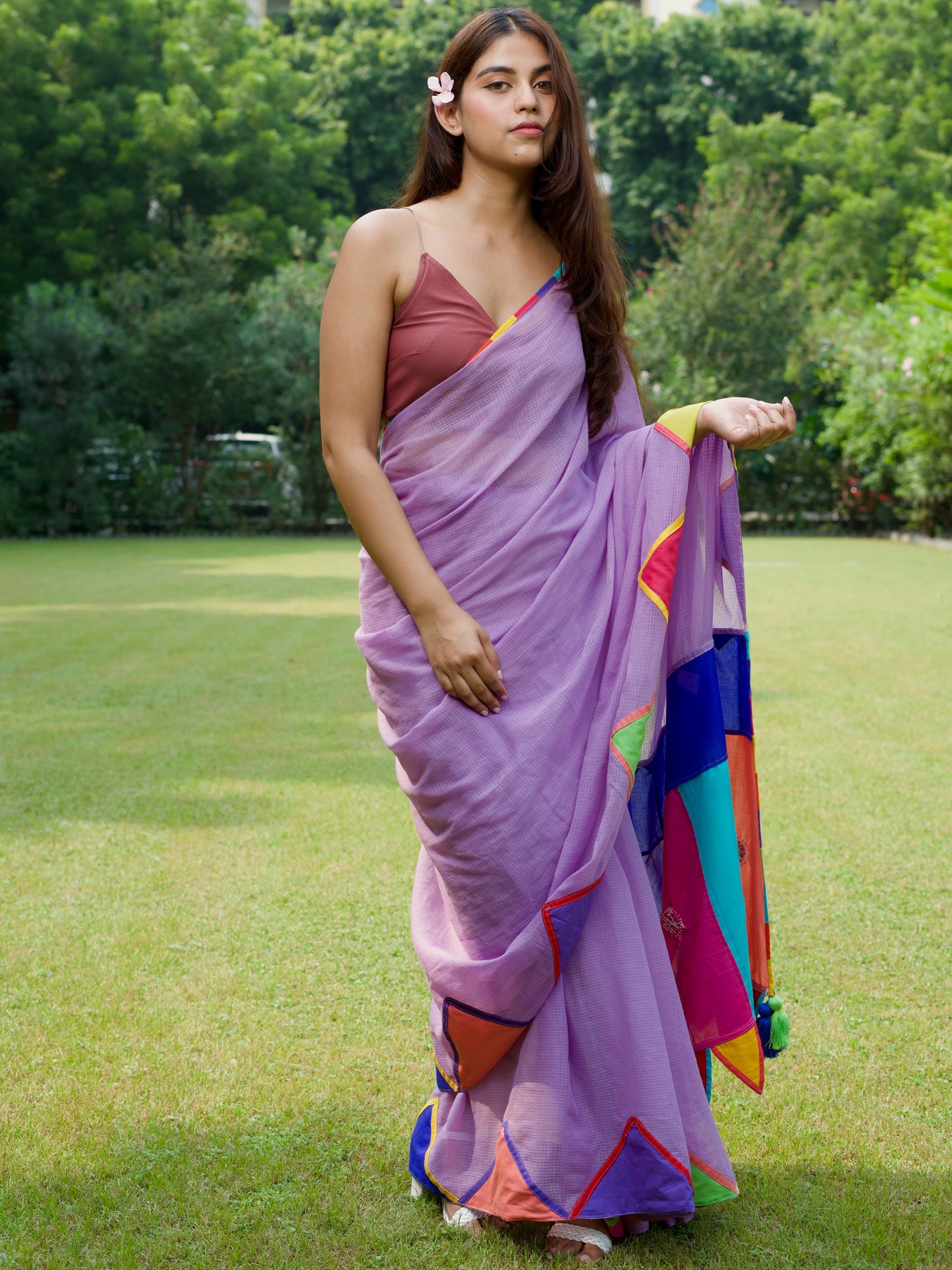 Lavender रानी Saree