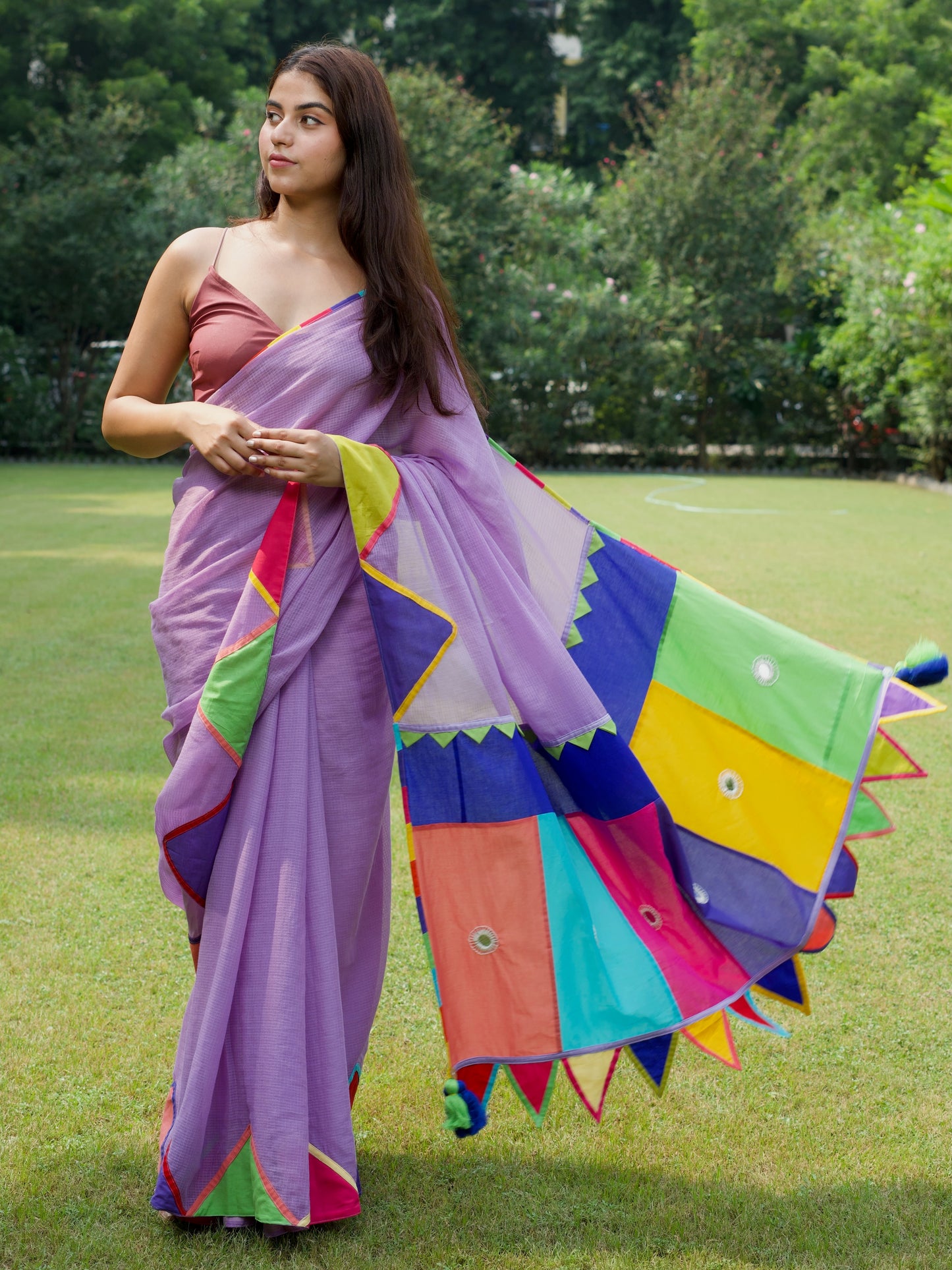 Lavender रानी Saree