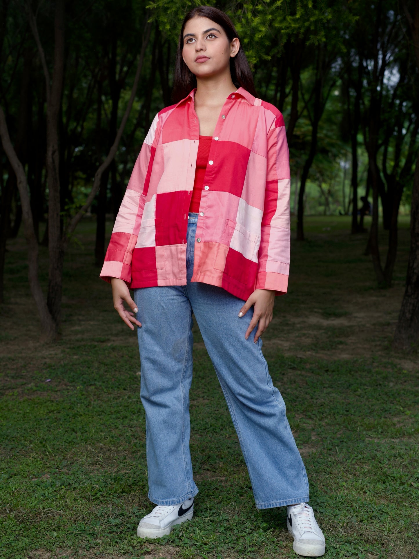 Pink Patchwork Shacket