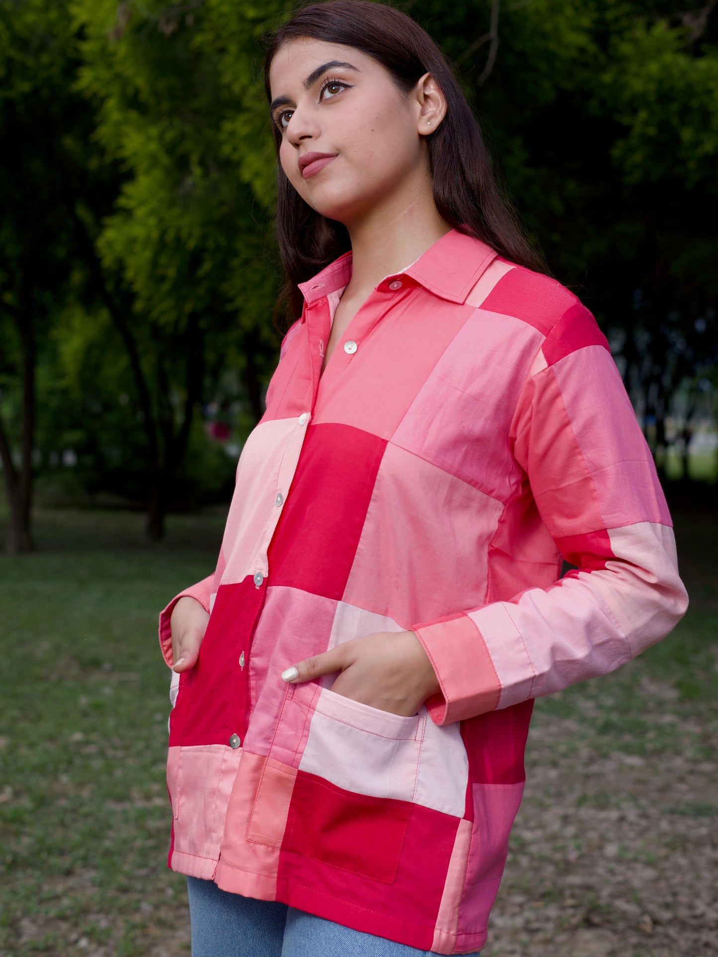 Pink Patchwork Shacket