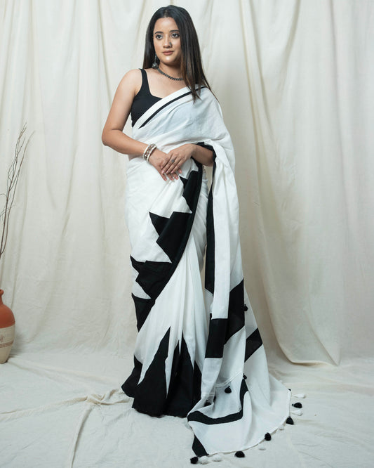 Nargis White Saree