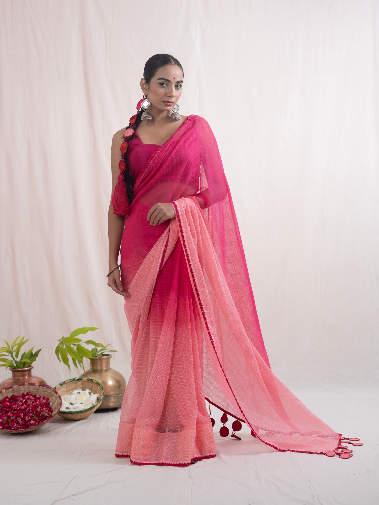 Pink मल्लिका (Malika) Saree