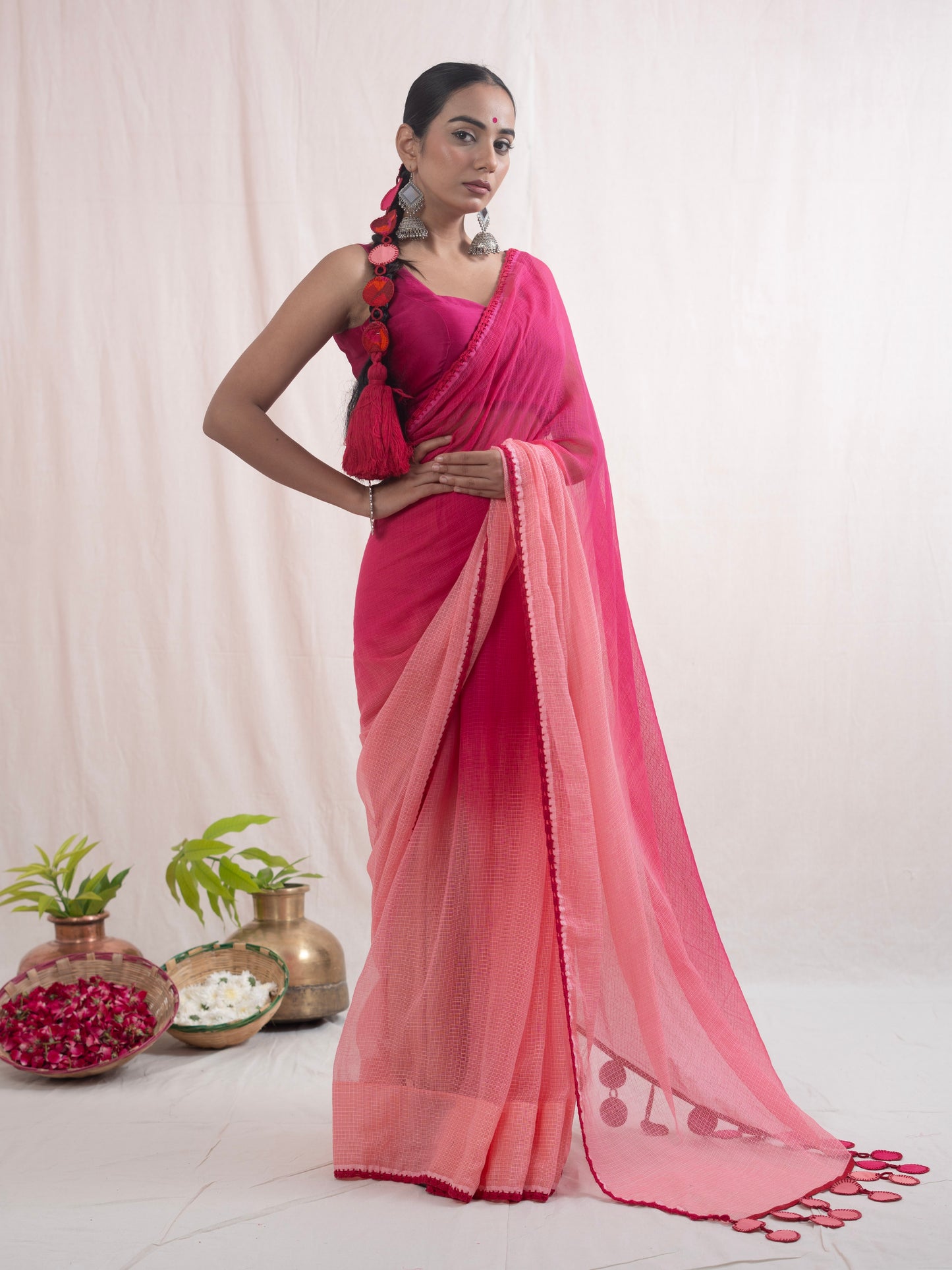 Pink मल्लिका (Malika) Saree