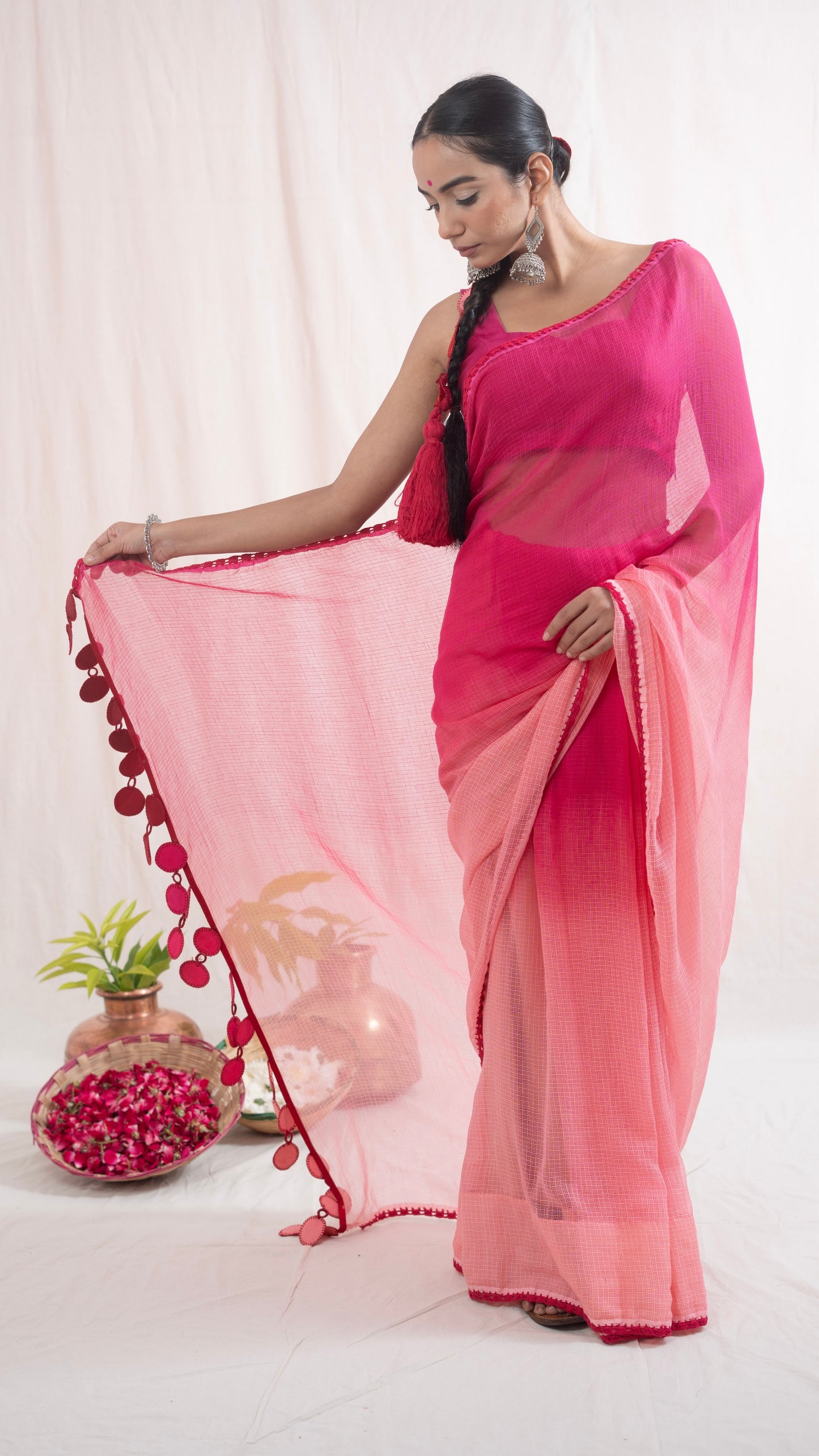 Pink मल्लिका (Malika) Saree