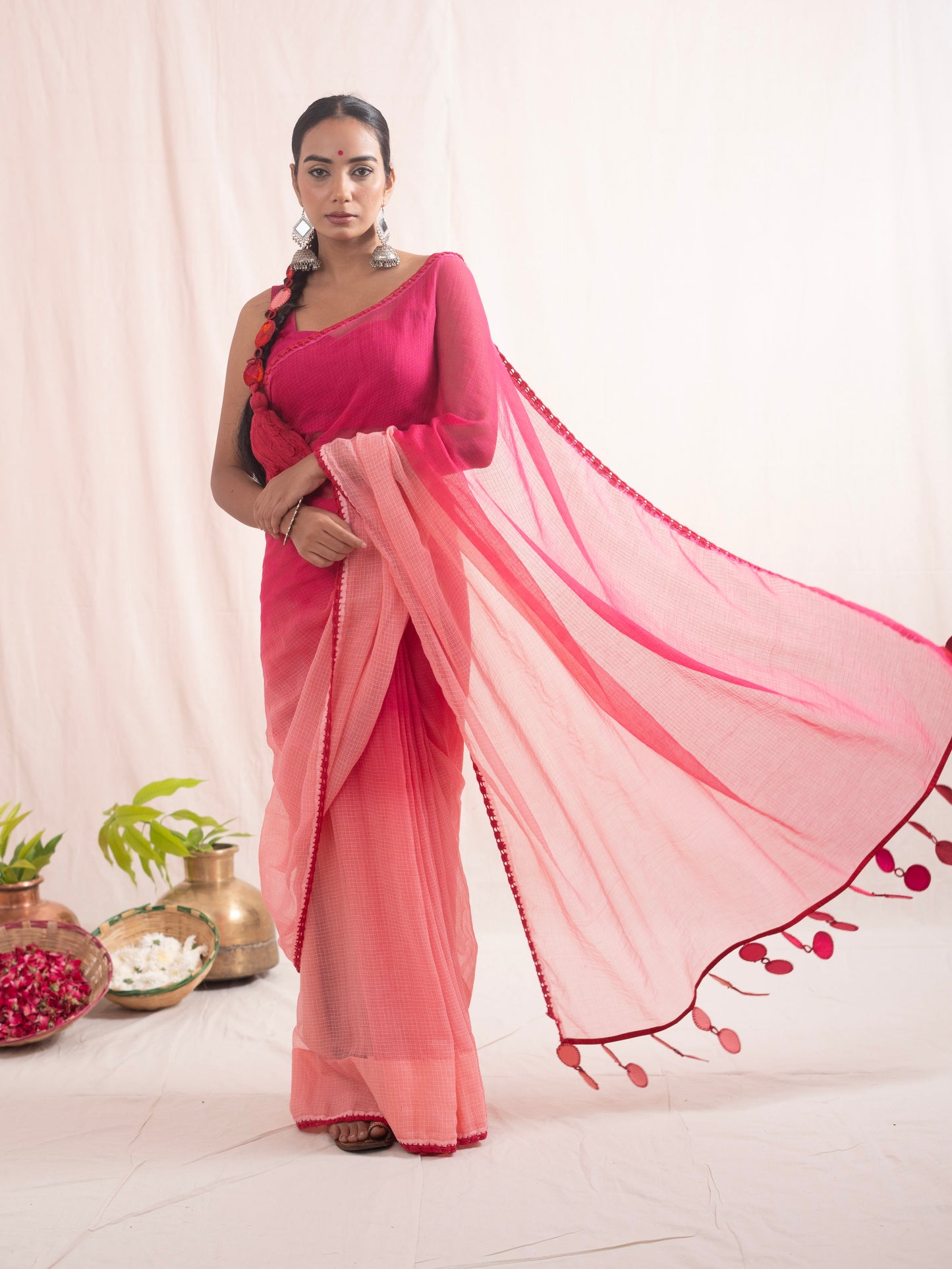 Pink मल्लिका (Malika) Saree